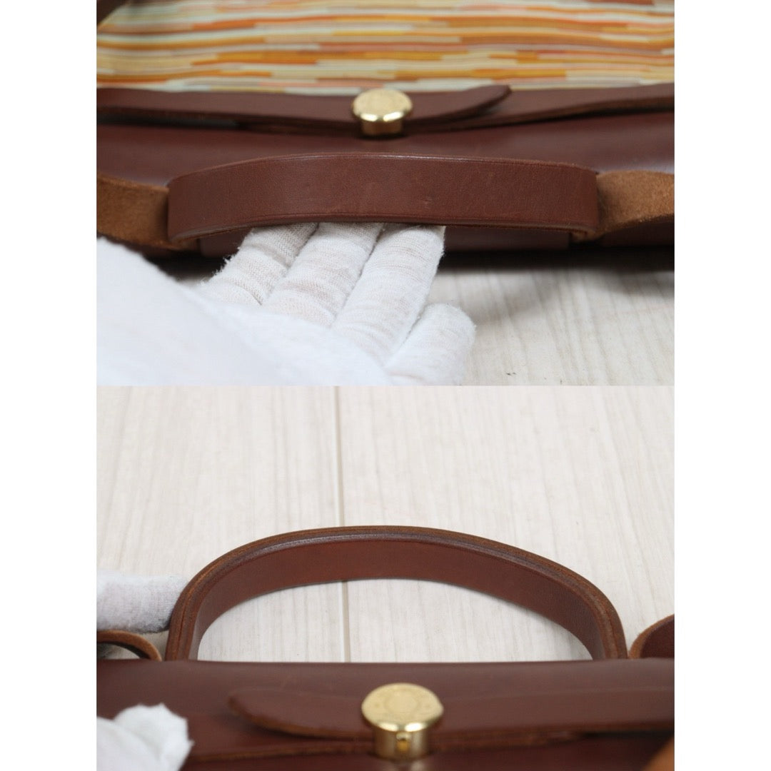 Include Entrupy Certificate of Authenticity｜Good ( Rank AB)｜ HERMES Vibrato and Leather Herbag PM □F Shoulder Bag  Made In 2002Year｜26051310