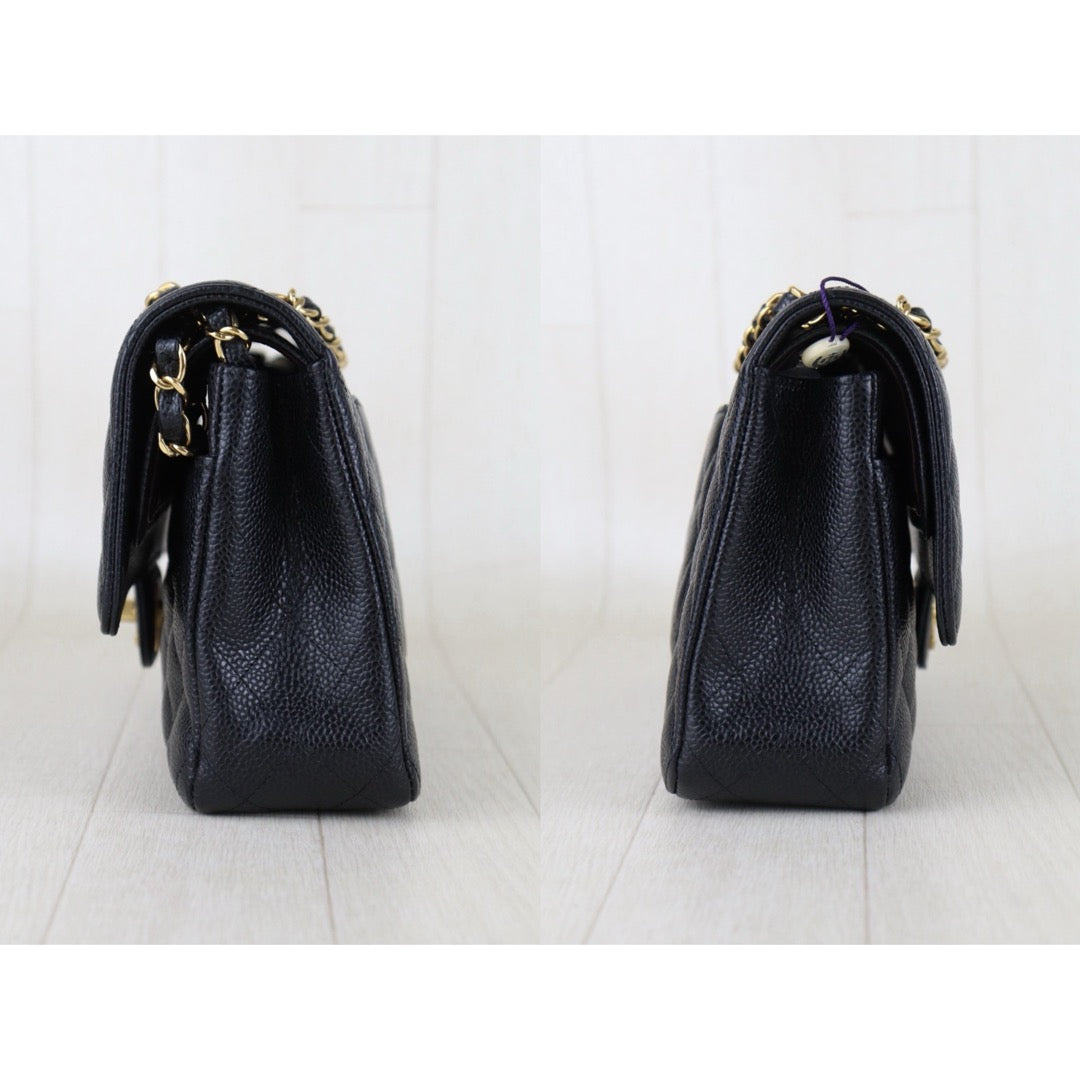 Include Entrupy Certificate of Authenticity｜Very Good ( Rank A)｜Full Set CHANEL Caviar Skin Matrasse Chain Double Flap 25 Shoulder Bag Black Made In 2017Year  ｜S26040301