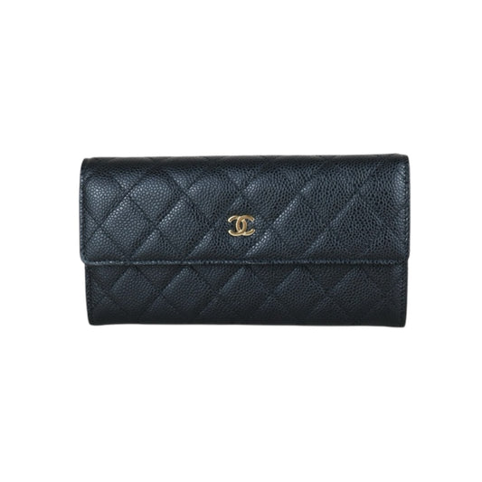 Excellent（Rank SA）｜CHANEL Caviar Skin Black Long Wallet Made In 2012 - 2013 Year｜S24122608