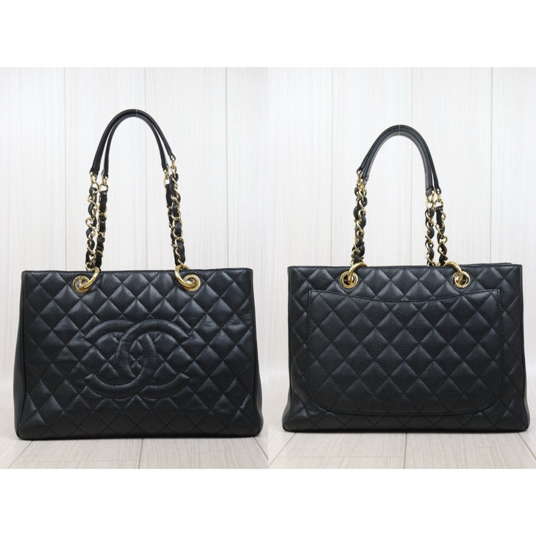 Very Good ( Rank A) ｜ CHANEL Caviar Skin Matrasse Chain GST Tote Bag  Black  Made In 2010-2011Year｜S25110428