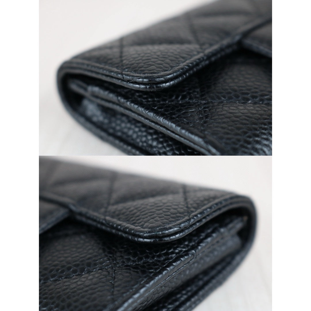 Very Good ( Rank A) ｜CHANEL Caviar Skin Leather Calf Leather  Card Holder Black Made In 2019 Year｜S24111502