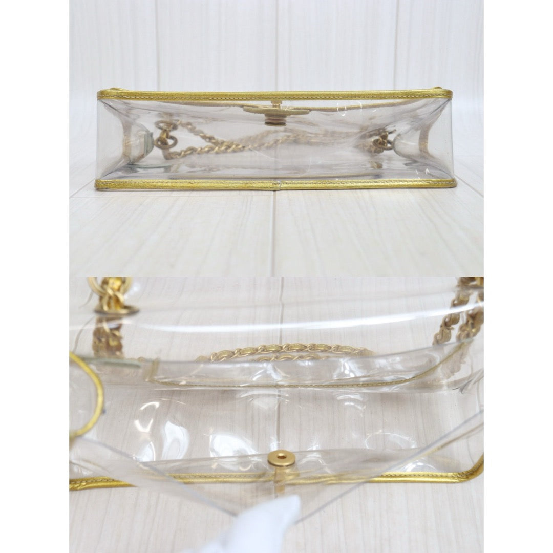 Include Entrupy Certificate of Authenticity｜Good ( Rank AB)｜ CHANEL Gold-trimmed Clear Shoulderbag Made In 2006～2008Year｜S26063001