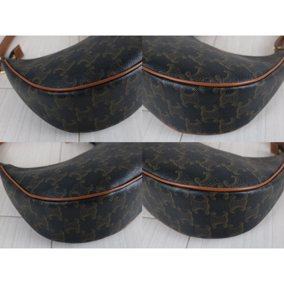 Include Entrupy Certificate of Authenticity｜Excellent（Rank SA）｜ CELINE AVA Macadam Triomphe Calf Leather Shoulder Bag ｜S26070301