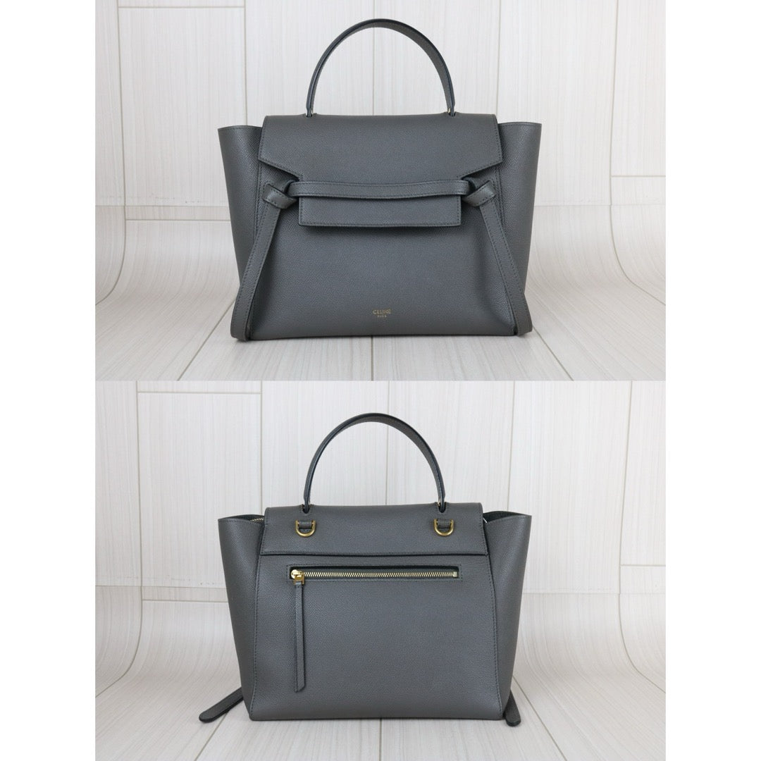 Very Good ( Rank A)｜CELINE Leather Calf Belt Micro Handbag Shoulder Bag Gray｜S25051304