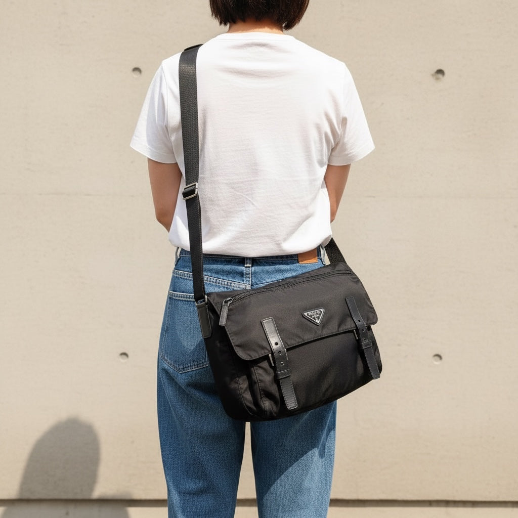 Include Entrupy Certificate of Authenticity｜Good ( Rank AB) ｜Prada  Nylon Black Shoulder Bag  Silver Hardware｜26041503