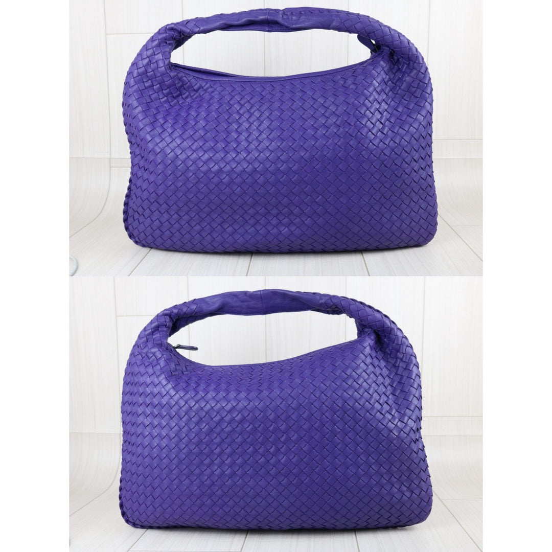 Include Entrupy Certificate of Authenticity｜Very Good ( Rank A)｜ Bottega Veneta Lamb Skin Braid Shoulder Bag Dark Purple｜S26041304
