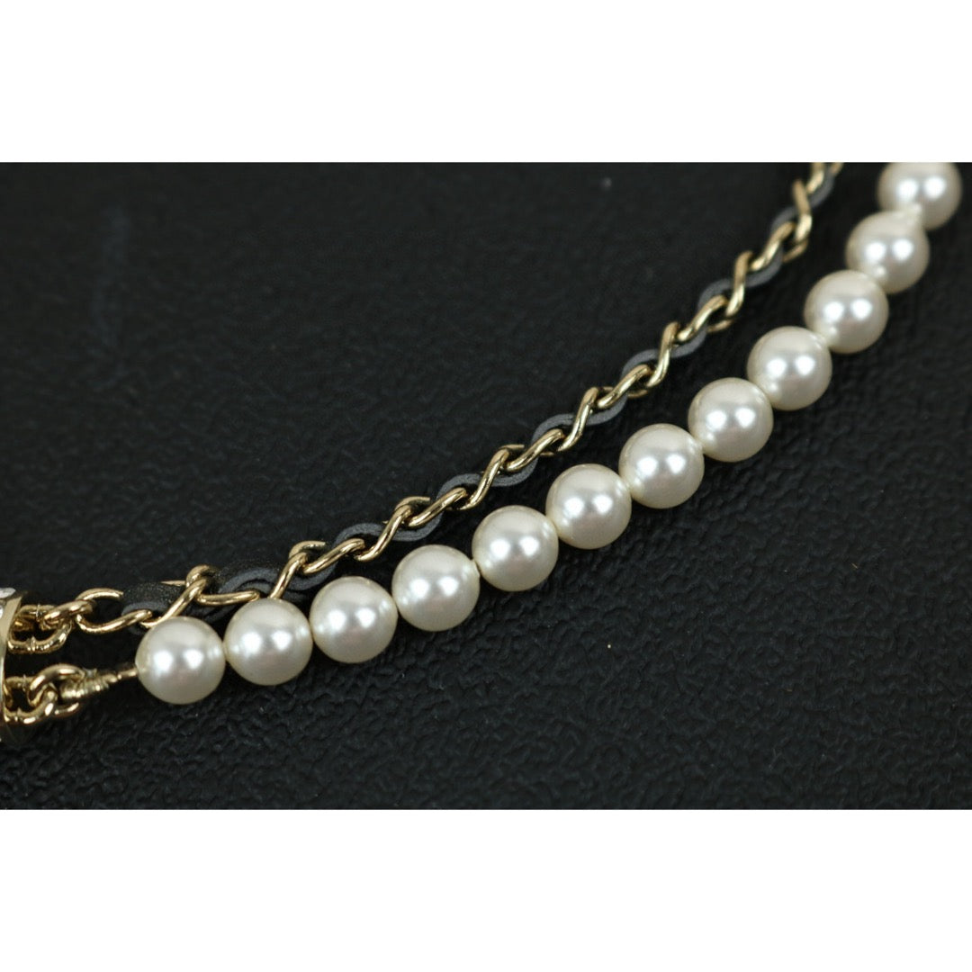 Excellent（Rank SA）｜ CHANEL Coco Mark Chain Pearl Rhinestone Chocker Necklace｜X24121802