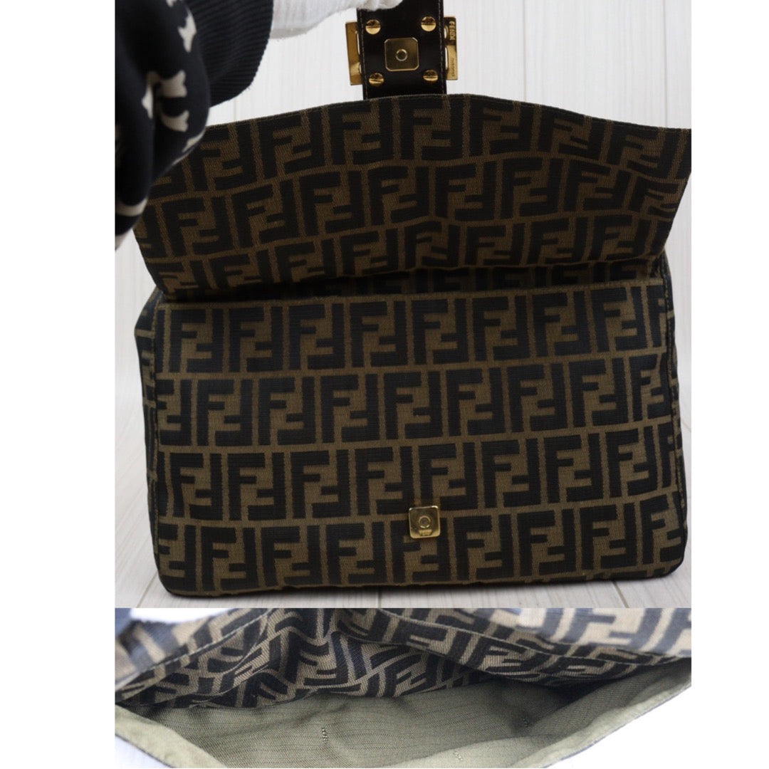 Rank A｜ FENDI Zucca Mamma Baguette Shoulder Bag Gold Hardware｜24032913