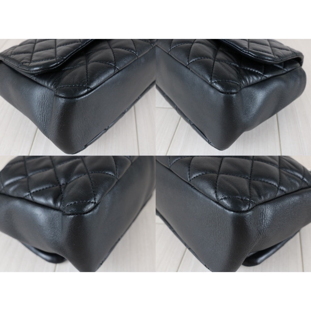Include Entrupy Certificate of Authenticity｜Good ( Rank AB)｜ CHANEL Lamb Skin Matrasse Chain Single Flap Maxi Shoulder Bag Black Made in 2009-2010Year｜S26011603