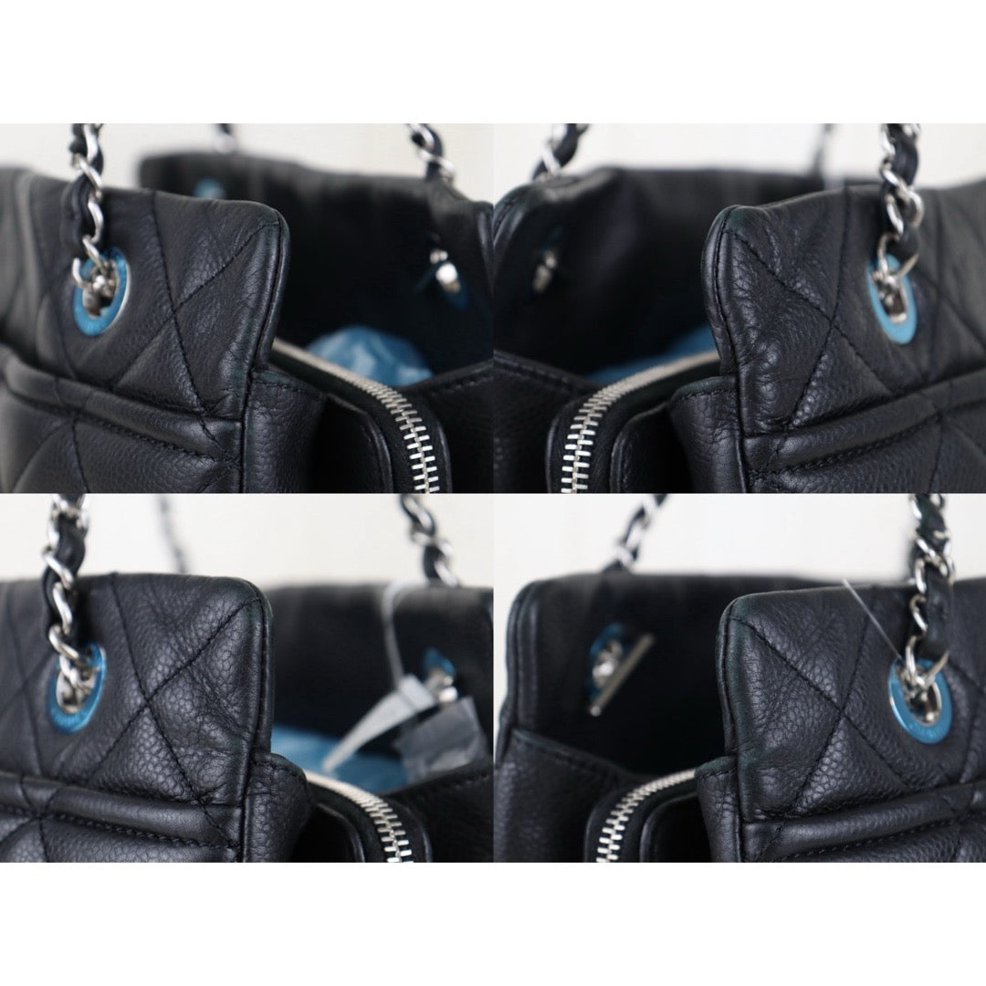 Include Entrupy Certificate of Authenticity｜Good ( Rank AB)｜ CHANEL Calf Leather  Matrasse Chain Tote Bag Black Made In 2013～2014Year｜S26060105