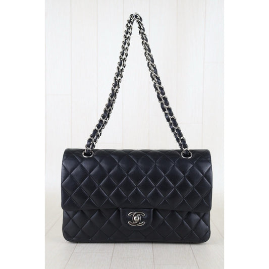 Include Entrupy Certificate of Authenticity｜Good ( Rank AB)｜ CHANEL Lamb Skin Double Flap Shoulder Bag Black Made in 2014 Year｜S26051301