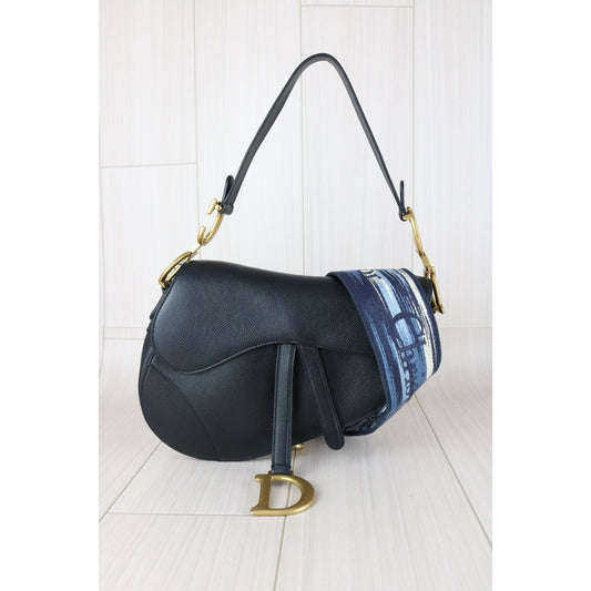 Very Good ( Rank A)｜Dior Trotter Saddle Shoulder Bag Medium Black Current Model｜S25090403