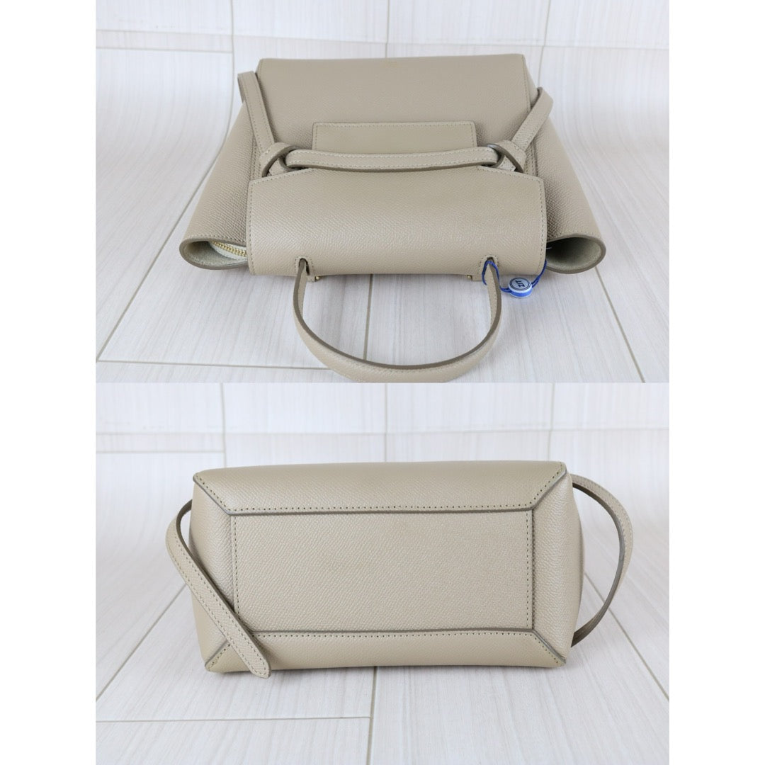 Very Good ( Rank A)｜CELINE Calf Leather  Belt Nano Handbag Shoulder Bag Beige｜S25102302