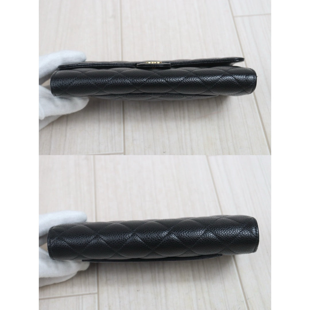 Include Entrupy Certificate of Authenticity｜Very Good ( Rank A)｜CHANEL Caviar Skin Black Long Wallet IC Chips Model｜26073009