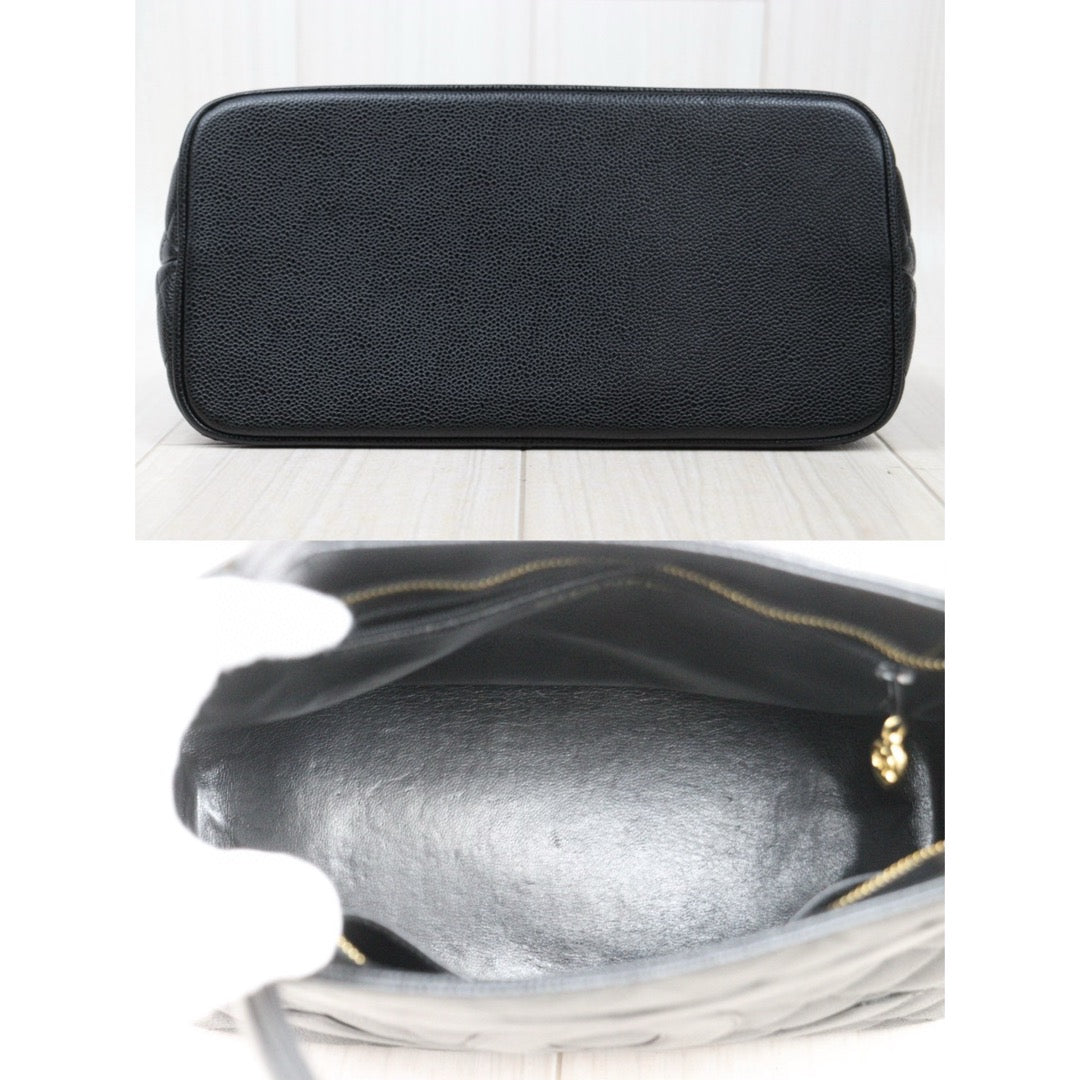 Very Good ( Rank A) ｜ CHANEL Caviar Skin Leather Calf Leather Tote Bag Black Made In 2000～2002 Year｜24122615