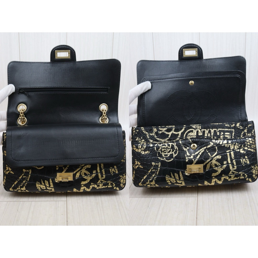 Good ( Rank AB)｜ CHANEL 2.55 Double Flap Graffiti Crocodile Pattern Matelasse Chain Shoulder Bag Limited edition  Made in 2019-2020Year｜Y25110425