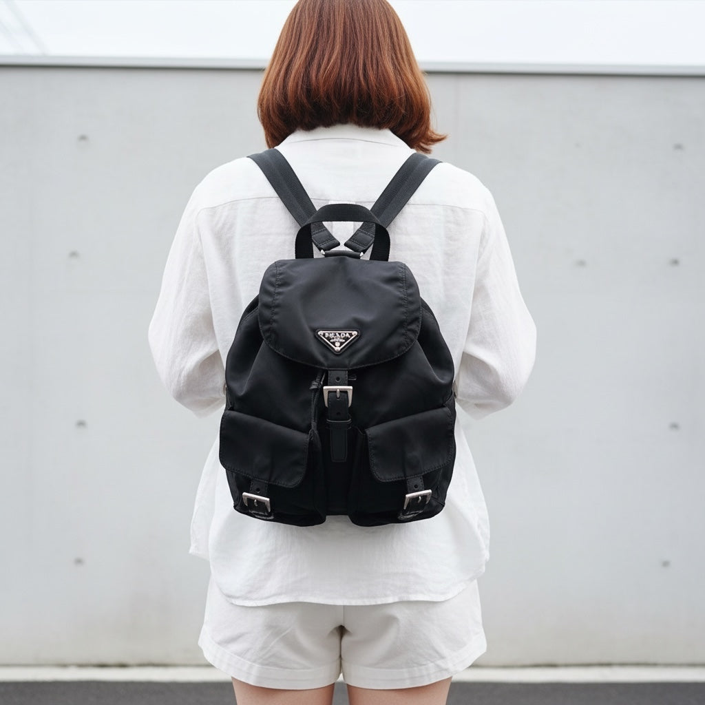 Include Entrupy Certificate of Authenticity｜Good ( Rank AB) ｜Prada  Nylon Black Backpack Small｜26070202