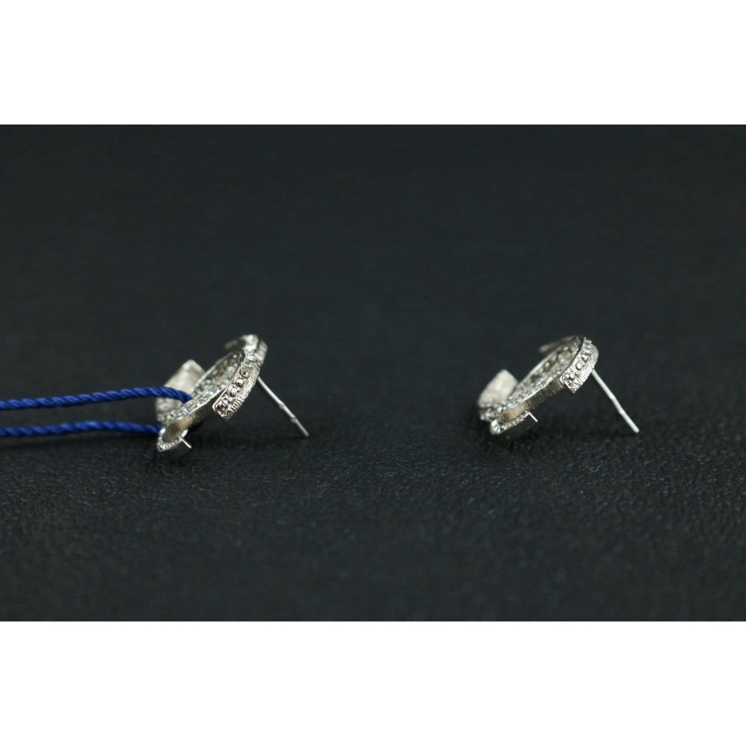 Include Authentic Detective Certificate of Authenticity｜Very Good ( Rank A) ｜CHANEL B15C COCO Mark Circlet Rhinestone Earrings Made In 2015Year｜S26070202