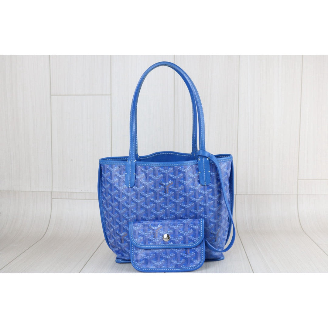 Include Entrupy Certificate of Authenticity｜Good ( Rank AB)｜ Goyard Anjou Mini Tote Bag Blue｜X26051706