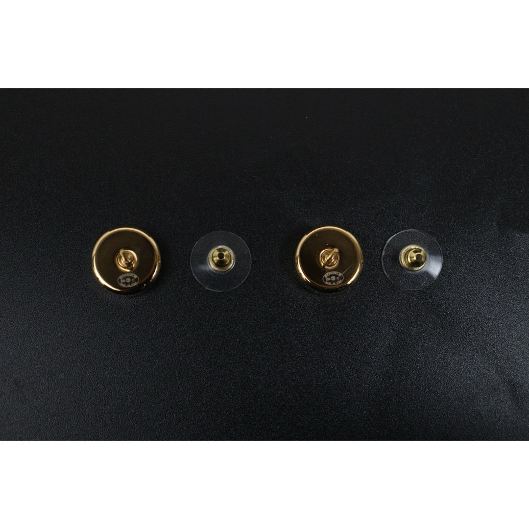 Include Authentic Detective Certificate of Authenticity｜Excellent（Rank SA）｜ CHANEL B24C  Golden Enamel Buttons Earrings Made In 2024Year｜S26031012