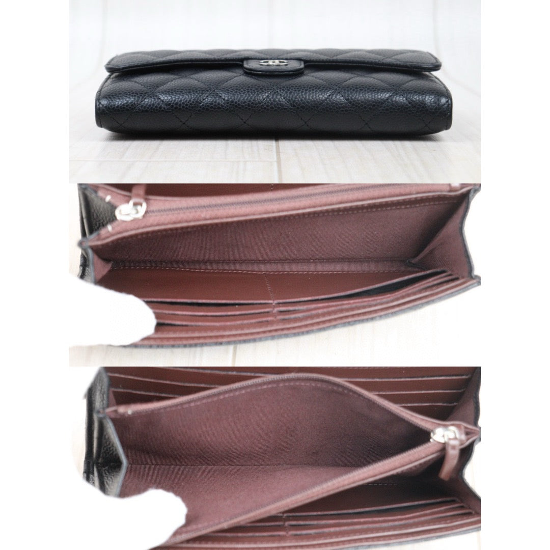 Good ( Rank AB)｜CHANEL Caviar Skin Black Long Wallet Made In 2018 - 2019 Year｜24120511