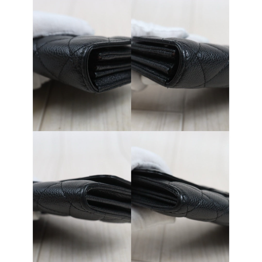 Very Good ( Rank A) ｜Chanel Caviar Skin Black  Wallet Made In 2015-2016 Year ｜25100715