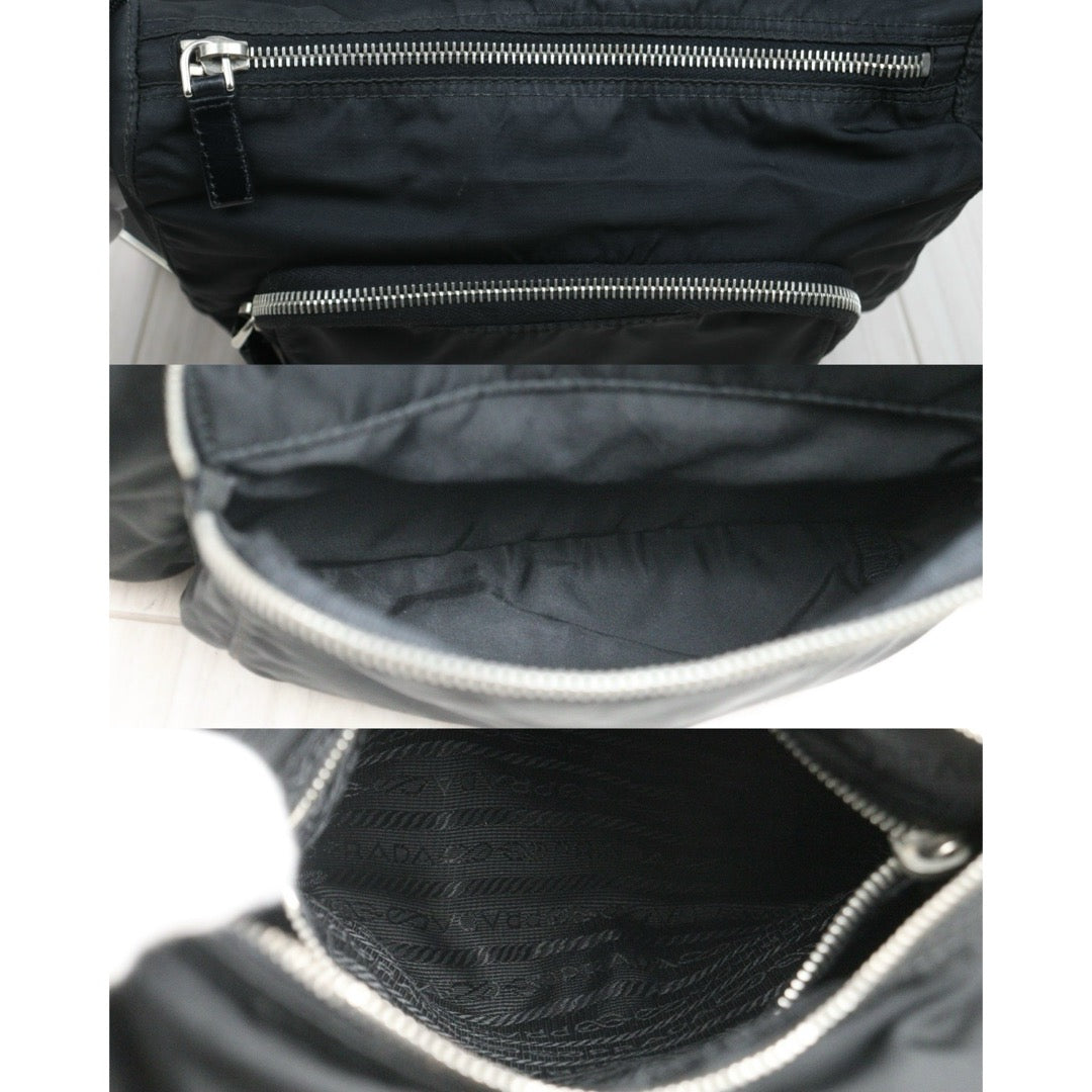 Include Entrupy Certificate of Authenticity｜Good ( Rank AB) ｜Prada  Nylon Black Shoulder Bag  Silver Hardware｜26070203