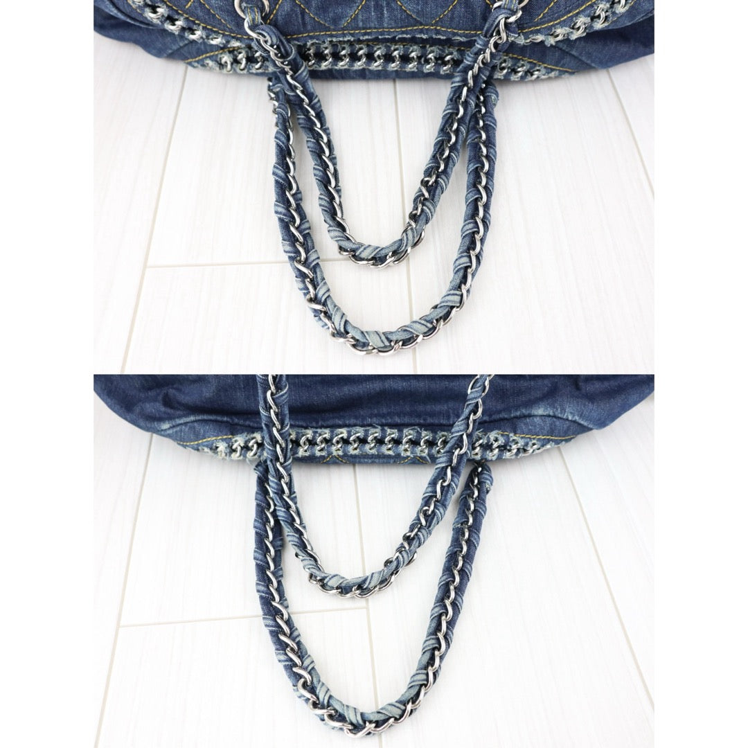 Good ( Rank AB)｜ CHANEL Denim Vintage  Bowling Bag Blue Made In 2005- 2006Year｜J25060506