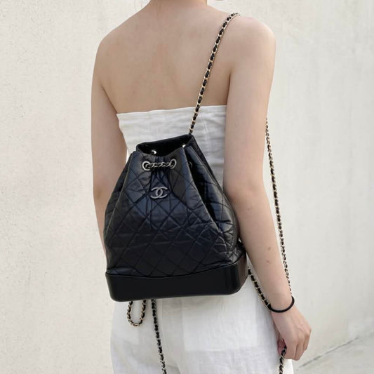 Include Entrupy Certificate of Authenticity｜Very Good（Rank A）｜ CHANEL Gabrielle Calfskin Chain Backpack PM Black Made In 2018-2019Year｜S26090743