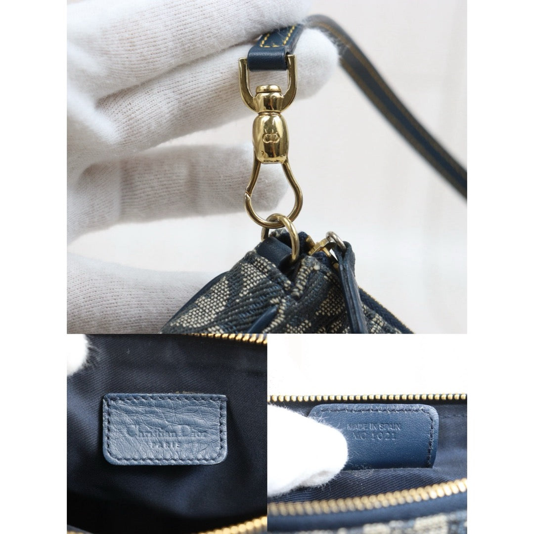 Include Entrupy Certificate of Authenticity｜Good ( Rank AB) ｜ Dior Trotter Saddle Pochette Blue Shoulder Bag Small｜S26060613