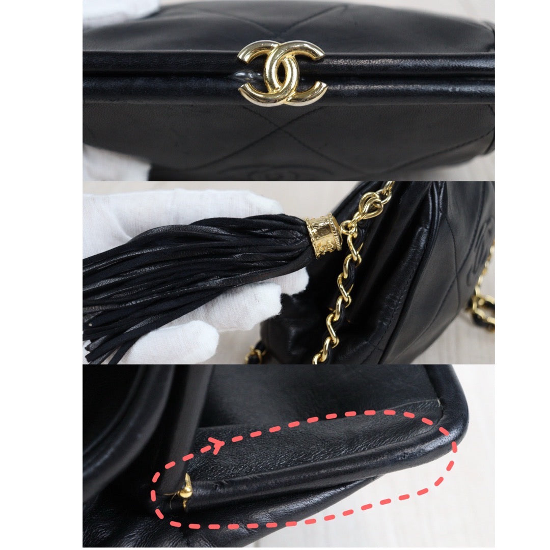 Rank AB ｜ CHANEL Matrasse Lambskin  Shoulder Bag Black Made In 1986-1988 Year ｜V23092238