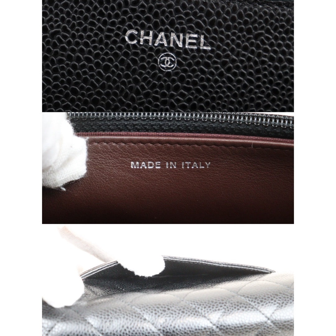 Rank A｜ CHANEL Matelasse Caviar Skin Chain Wallet Black Silver Hardware Made in 2019 Year ｜S24031804