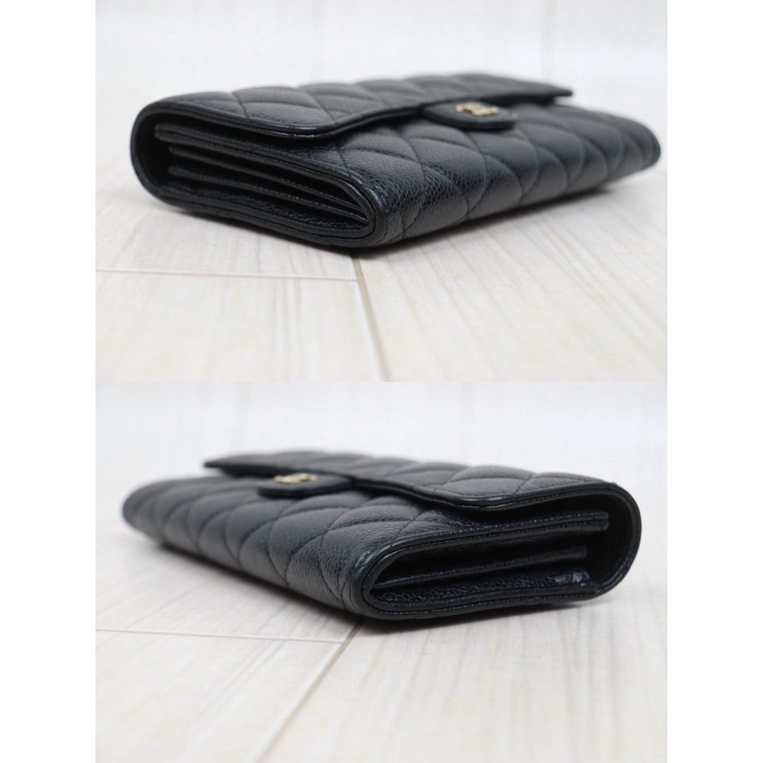 Good ( Rank AB) ｜CHANEL Caviar Skin Black Long Wallet Made In 2016-2017Year｜25122205