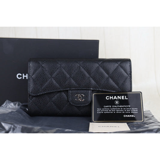Excellent（Rank SA）｜Full Set Chanel Caviar Skin Black  Wallet Made In 2014Year ｜S25101202