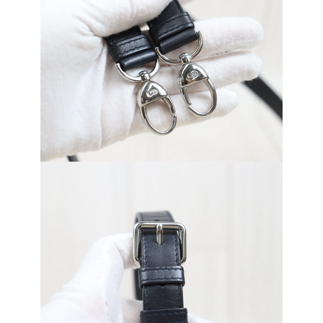 Include Entrupy Certificate of Authenticity｜Very Good ( Rank A) ｜  Dior Lady Dior Lamb Skin 2WAY Handbag Shoulder Bag Navy Blue ( Nearly Black ) ｜S26030909