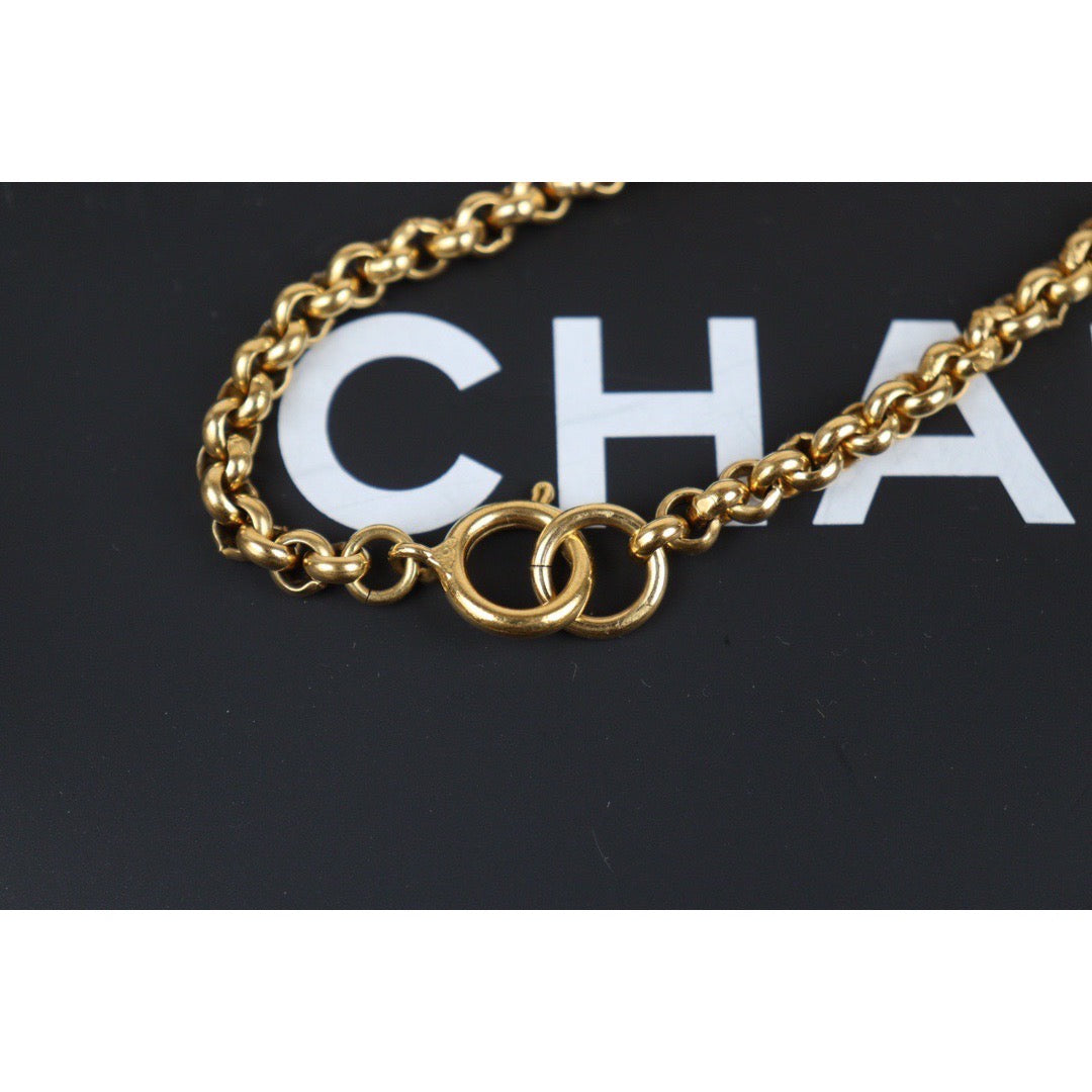 Rank A ｜ CHANEL Coco Mark 24K Gold Plated Necklace｜24012521