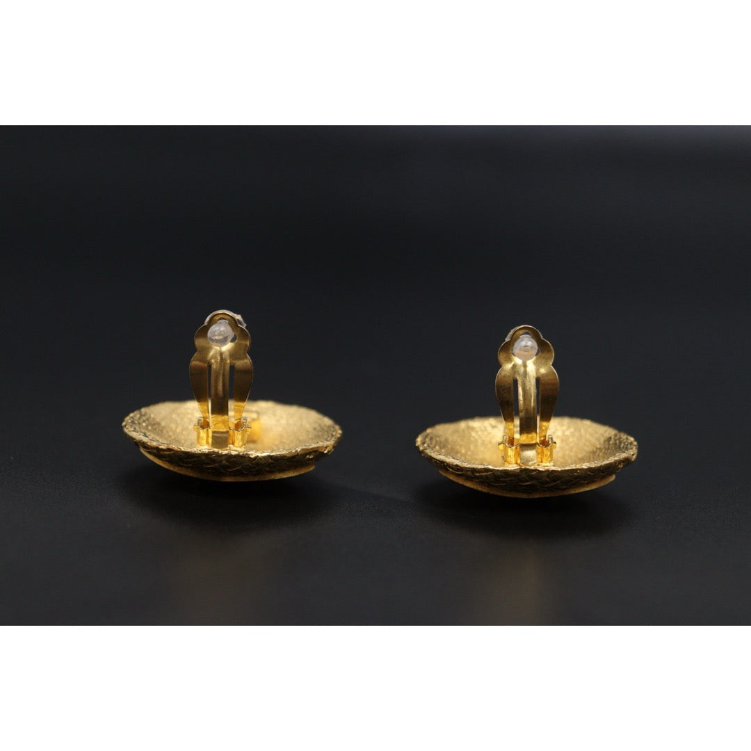 Very Good ( Rank A) ｜ CHANEL Coco Mark  Weave Gold Earrings Made In 1992Year ｜25111004