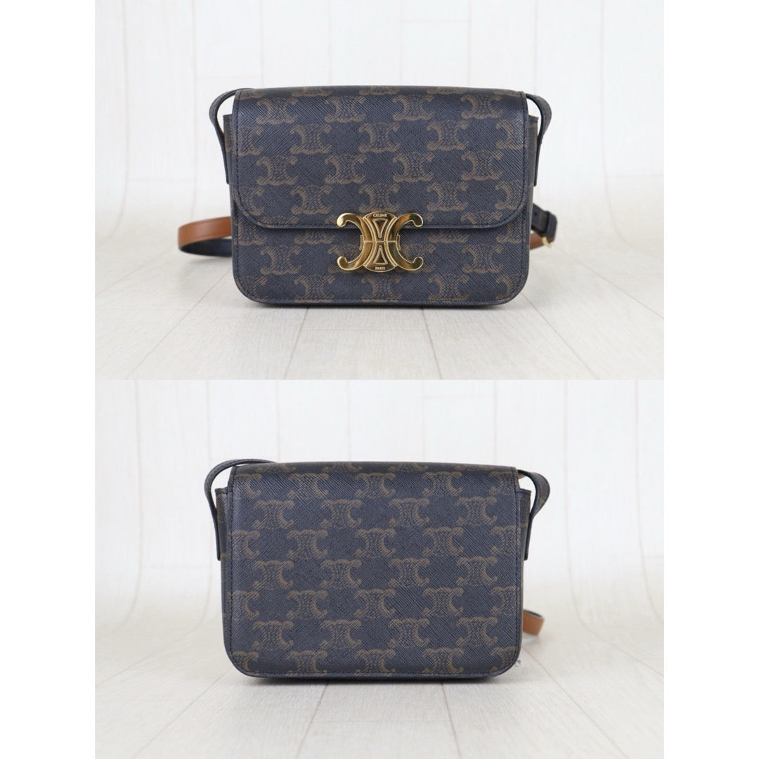 Include Entrupy Certificate of Authenticity｜Very Good ( Rank A) ｜ CELINE Macadam Triomphe Teen Shoulder Bag｜S26030101