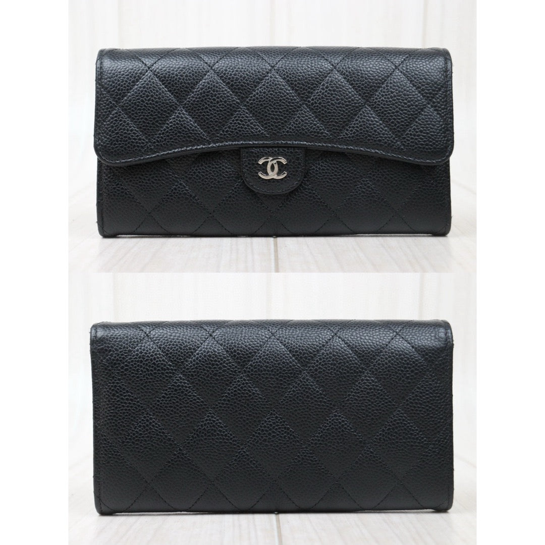 Good ( Rank AB)｜CHANEL Caviar Skin Black Long Wallet Made In 2019 Year｜V24112606