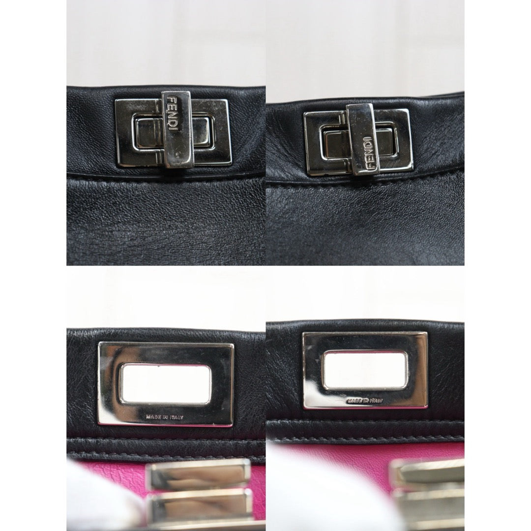 Fair ( Rank B) ｜ FENDI Calf Leather Peekapoo iconic mini Handbag With Shoulder Bag Black｜H25063013