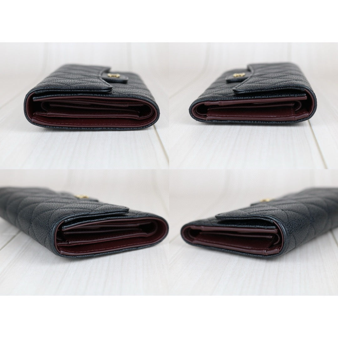 Very Good ( Rank A) ｜CHANEL Caviar Skin Black Long Wallet Made In 2014-2015 Year｜S24111503