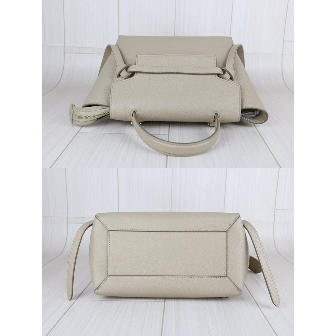 Very Good ( Rank A)｜CELINE Leather Calf Belt Micro Handbag Shoulder Bag Beige｜X25041301