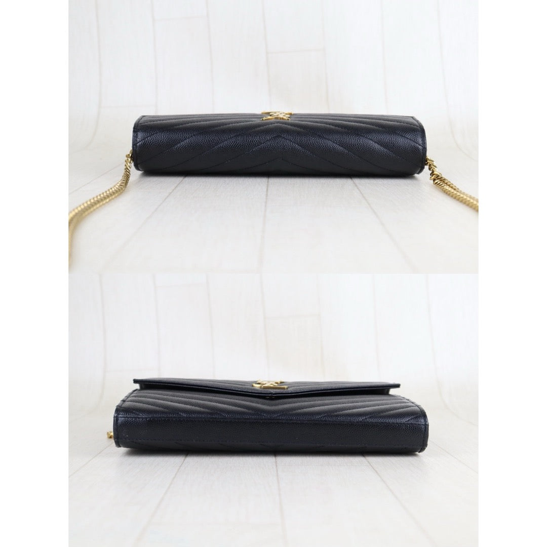 Very Good ( Rank A)｜  Full Set Saint Laurent YSL Caviar Skin Shoulder Bag Black MM｜S25110302