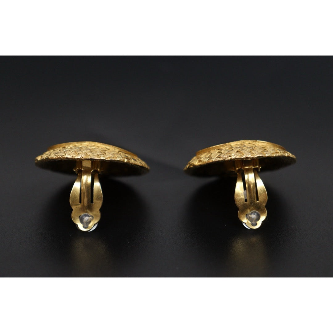 Very Good ( Rank A) ｜ CHANEL Coco Mark  Weave Gold Earrings Made In 1992Year ｜25111004