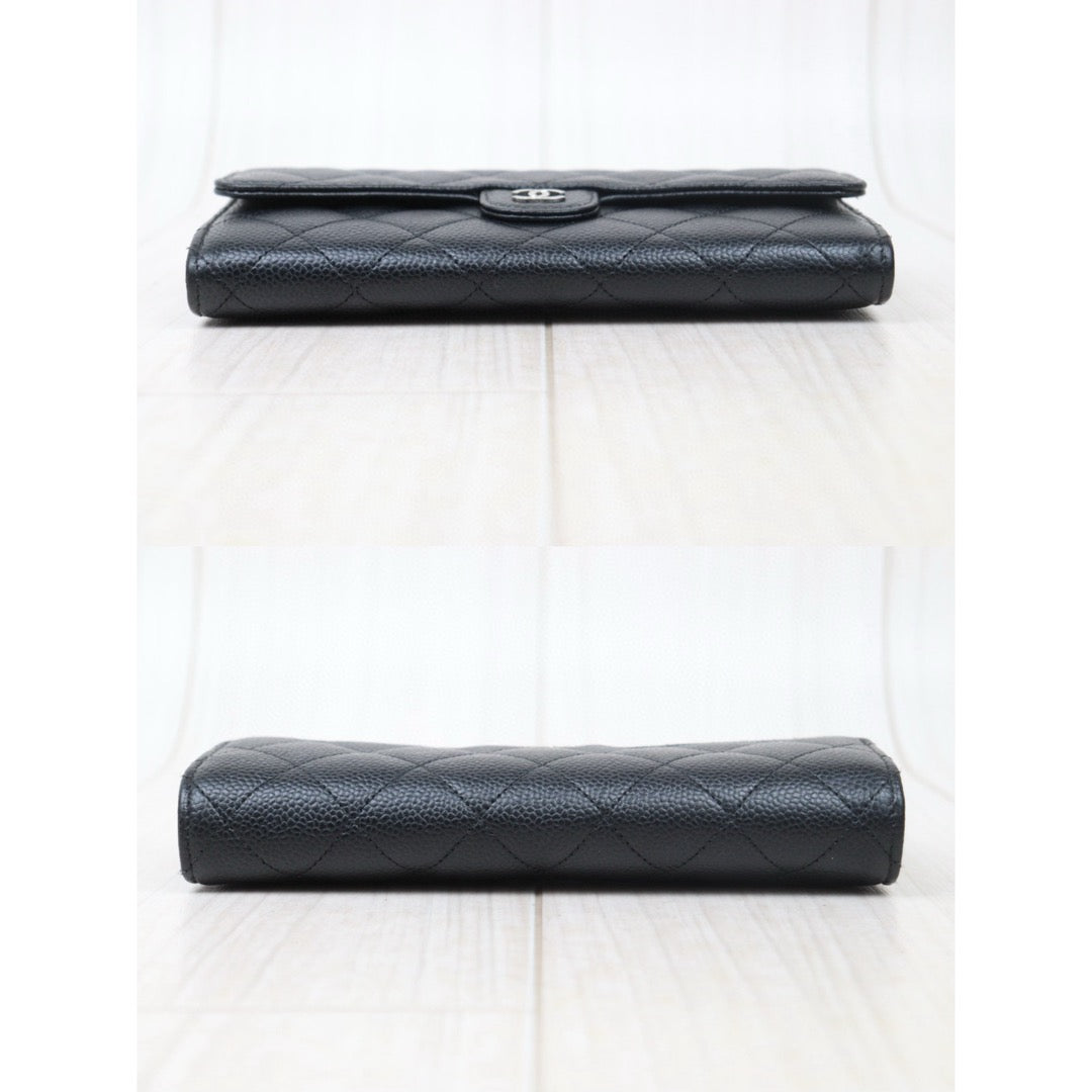Good ( Rank AB)｜CHANEL Caviar Skin Black Long Wallet Made In 2019 Year｜V24112606