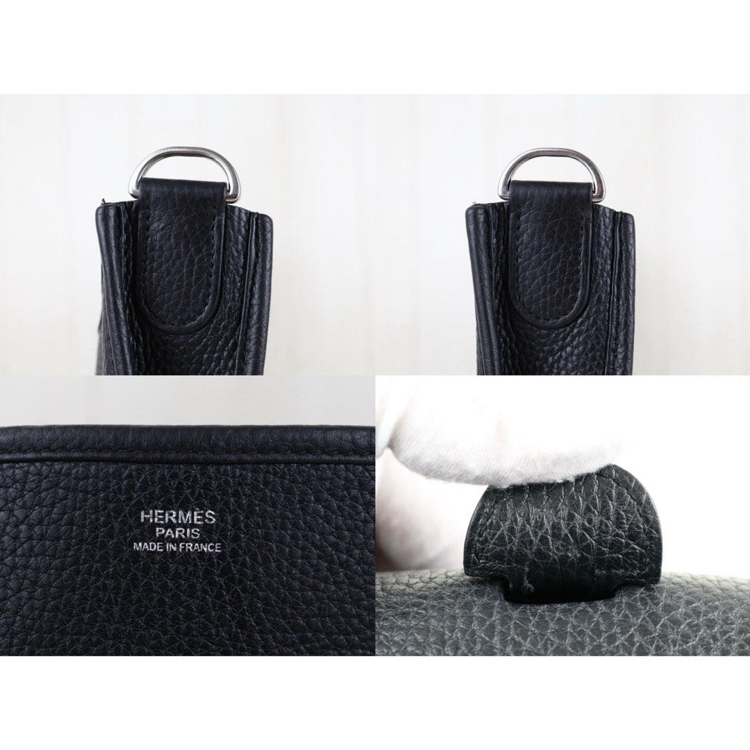 Include Entrupy Certificate of Authenticity｜Very Good ( Rank A)｜ HERMES TC Leather  Evelyne 29 Shoulder Bag Black C Stamp Made In 2018Year｜S26041701