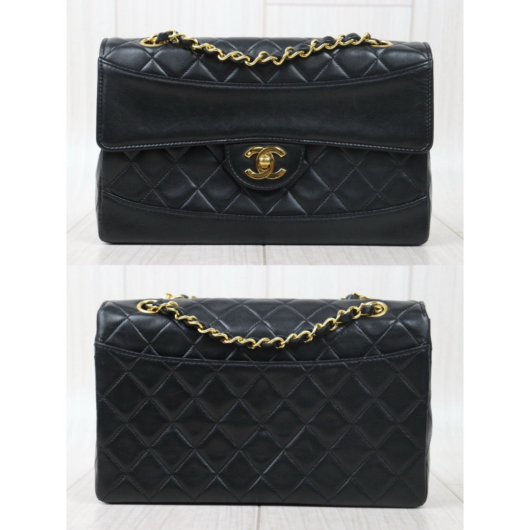 Good ( Rank AB)｜ CHANEL  Lamb Skin Black Single Flap 25  Shoulder Bag Made in 1989-1991 Year ｜P24110107