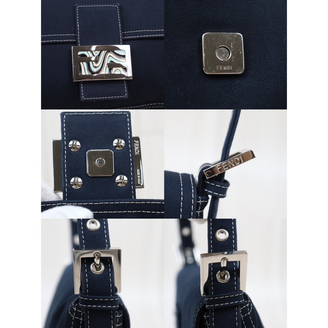Rank A ｜  FENDI Denim Baguette Shoulder Bag  ｜24042509