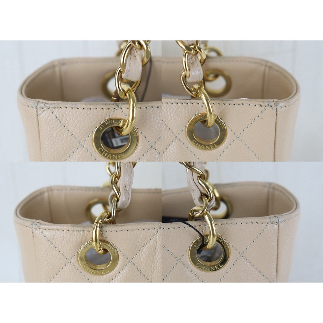Include Entrupy Certificate of Authenticity｜Good ( Rank AB)｜ CHANEL Matrasse PST Chain Tote Bag Caviar Skin Beige  Made In 2011 Year｜S26090710