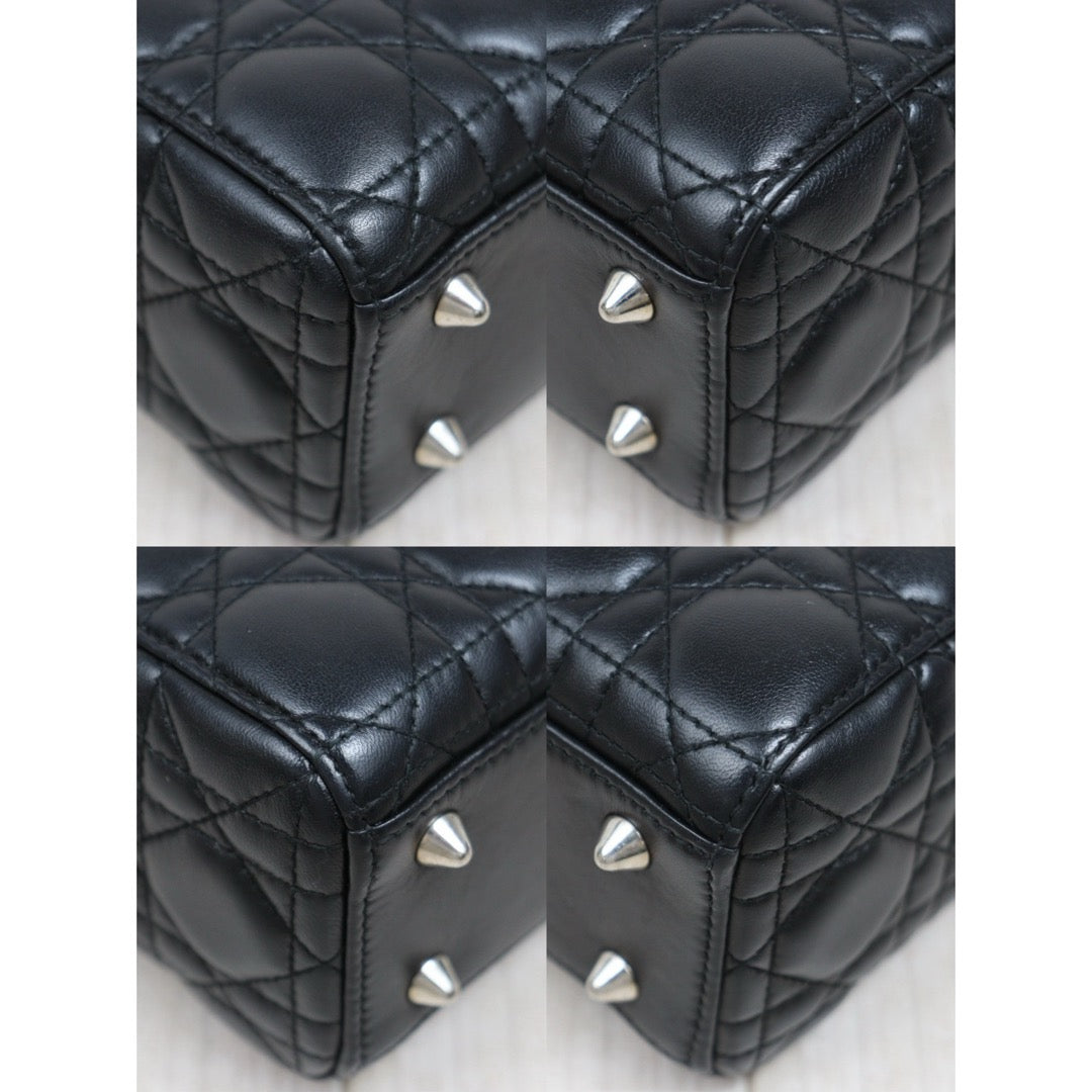 Very Good ( Rank A) ｜  Dior Lady Dior Lamb Skin 2WAY Handbag Shoulder Bag  Black  ｜S26030908